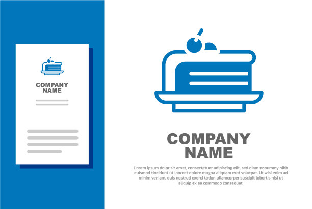 蓝色块蛋糕图标孤立在白色图片下载