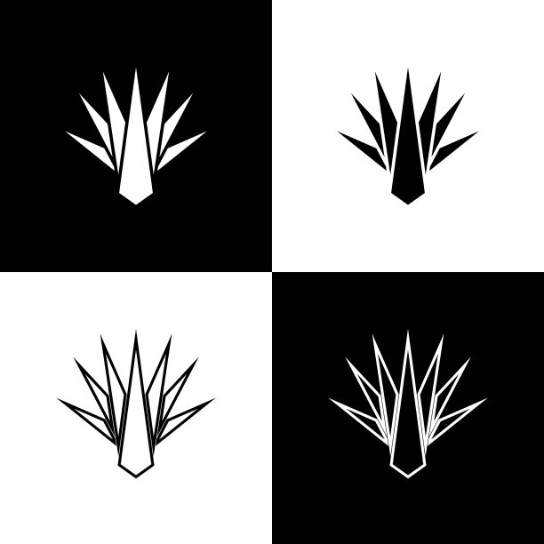 设置龙舌兰图标隔离在黑色和白色图片下载