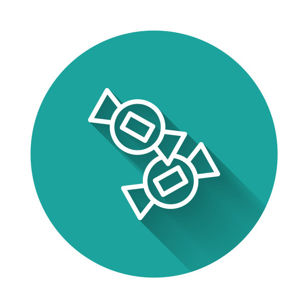 白色线糖果图标孤立与长阴影图片下载