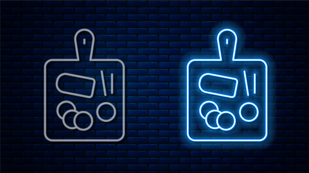 发光的霓虹灯线切割板图标隔离上图片下载