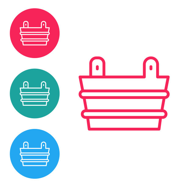 红色线蒸桑拿桶图标孤立在白色图片下载