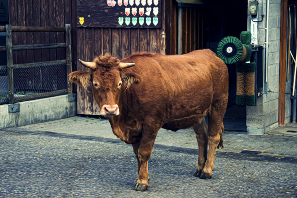 牛照片像油画图片下载