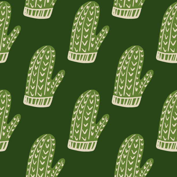 轮廓淡绿色连指手套装饰无缝图片下载