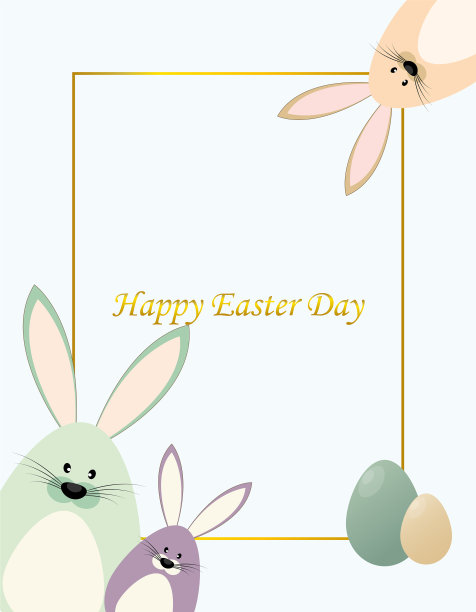 带有兔子和复活节彩蛋的复活节贺卡图片下载