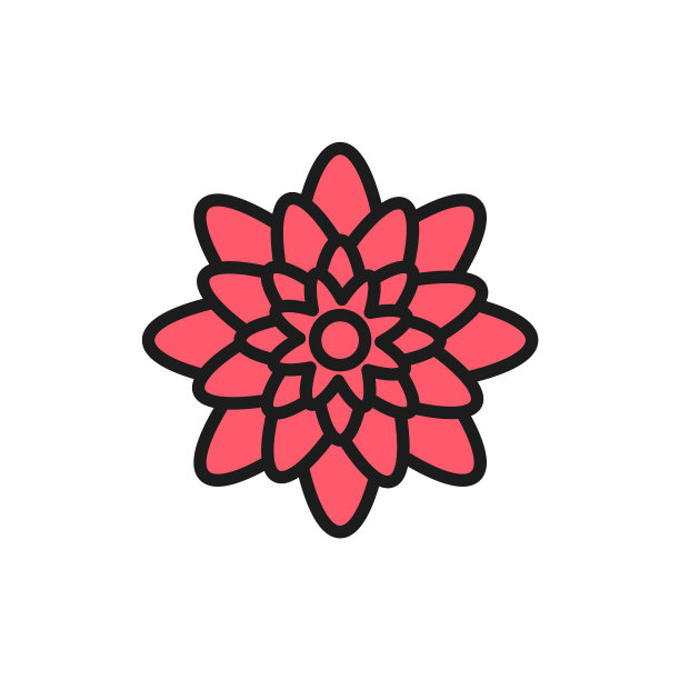 墨西哥龙舌兰花平面颜色线图标图片下载