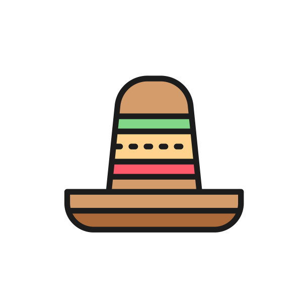 墨西哥帽平色线图标图片下载
