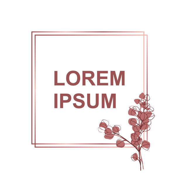 简单的玫瑰金框架与花卉装饰图片下载