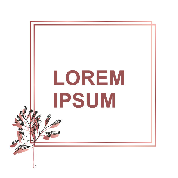 简单的玫瑰金框架与花卉装饰图片下载