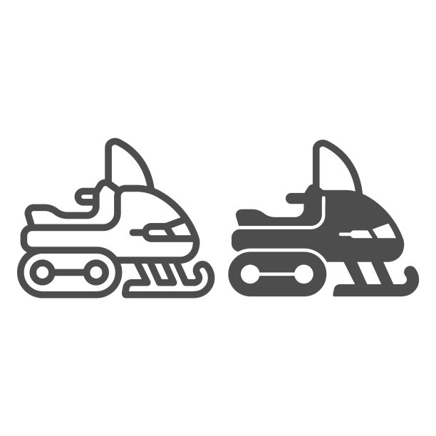 摩托车雪地车线和固体冬季图标图片下载