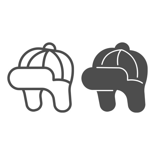 温暖的帽子与耳罩线和固体图标冬天图片下载