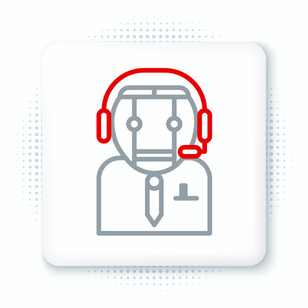 线工人机器人图标隔离在白色图片下载