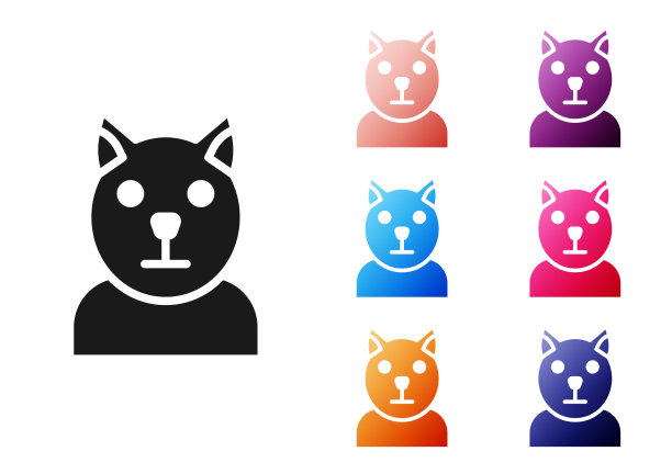 黑猫图标孤立的白色背景图片下载