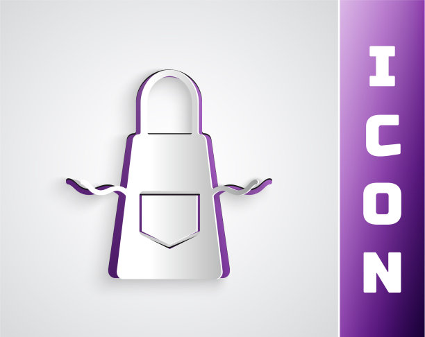 剪纸厨房围裙图标孤立在灰色图片下载