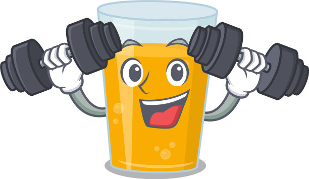 玻璃橙汁吉祥物设计感快乐提升图片下载