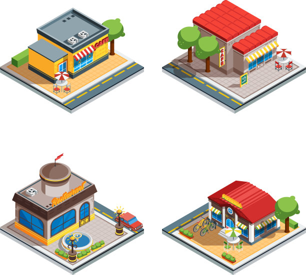 咖啡等距图标集图片下载