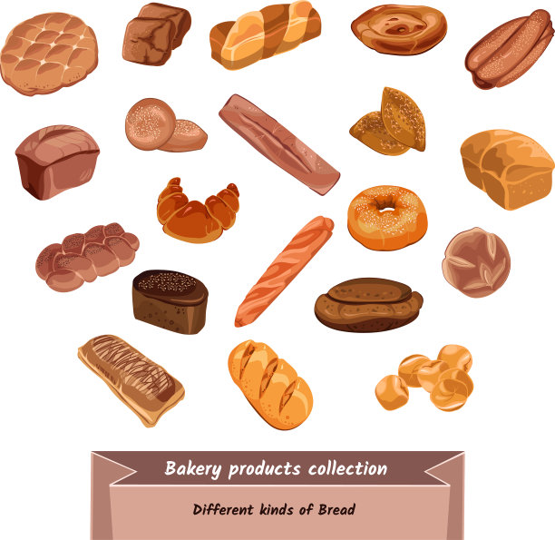 彩色手绘烘焙产品套装图片下载