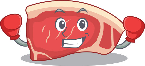 吉祥物把牛腰肉设计成运动拳击图片下载