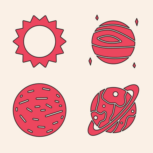 Set行星，土星，太阳，金星和行星图片下载