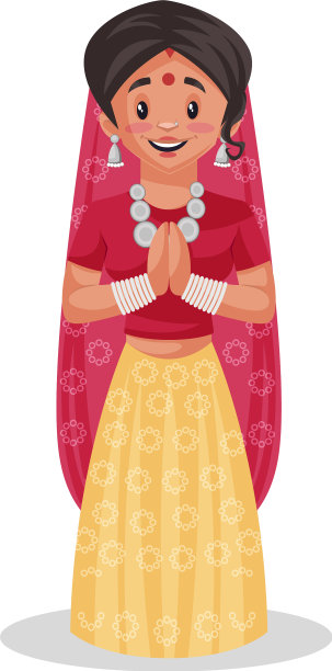 印度拉贾斯坦邦妇女的卡通图片下载