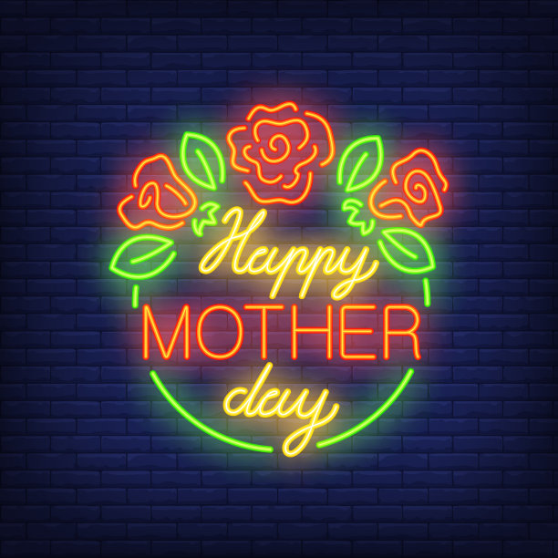 母亲节快乐霓虹招牌图片下载
