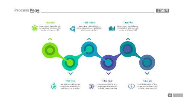 带有六个元素的流程图模板图片下载