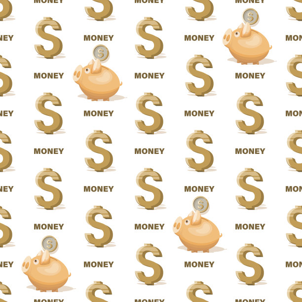 美元符号猪小猪储蓄罐现金钱黄金图片下载