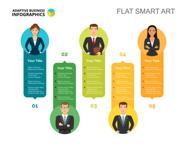 五名员工幻灯片模板图片下载