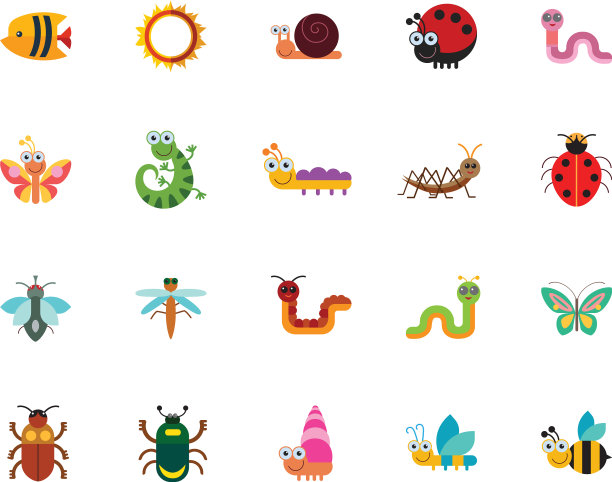 有趣的昆虫图标集图片下载