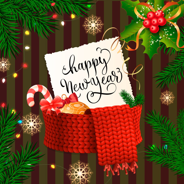 新年祝福语写在纸上配围巾图片下载