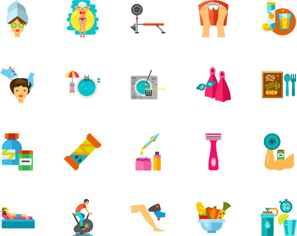 健康和美丽的图标设置图片下载