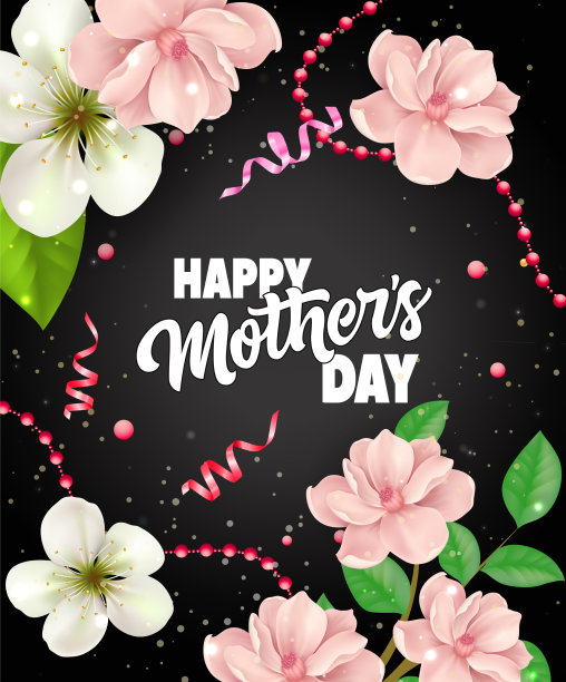 母亲节快乐，用彩带和图片下载