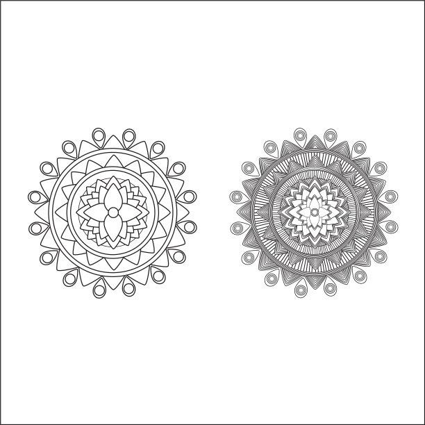图形黑白曼荼罗图案点缀图片下载