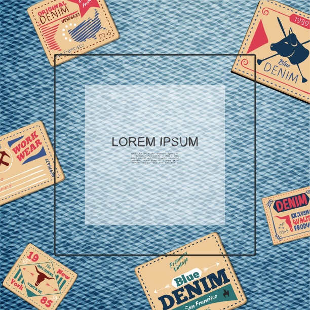 平底牛仔裤彩色模板图片下载