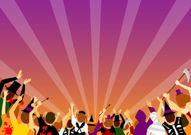 很多人在万圣节化妆舞会上图片下载