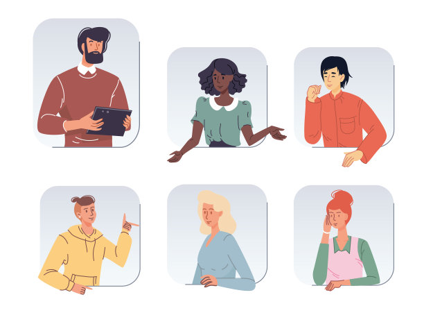 平面卡通女孩和男孩的角色设置图片下载