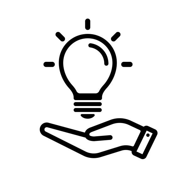 手持灯泡矢量图标插图(想法，灵感)图片下载