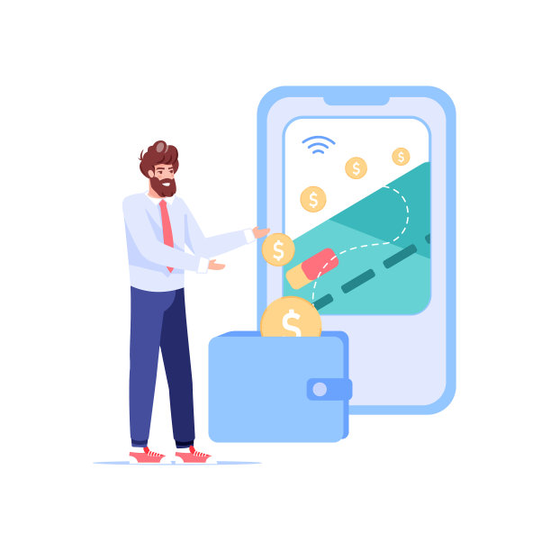 平面卡通人物在网上收钱图片下载