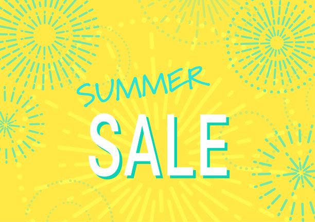 彩色烟花框插图(夏季促销横幅设计)图片下载