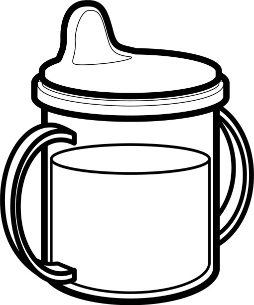 婴儿啜着啜着杯，瓶子画着线图片下载