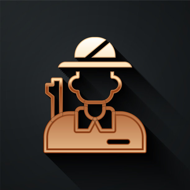 金色猎人图标孤立在黑色背景图片下载