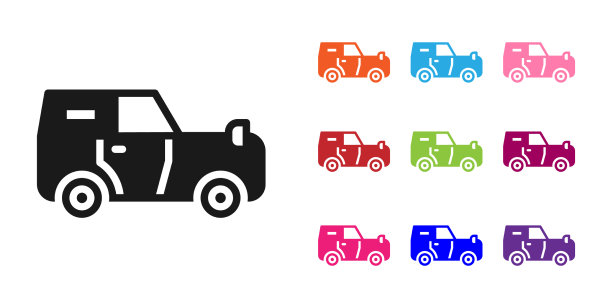 黑色越野汽车图标孤立在白色图片下载