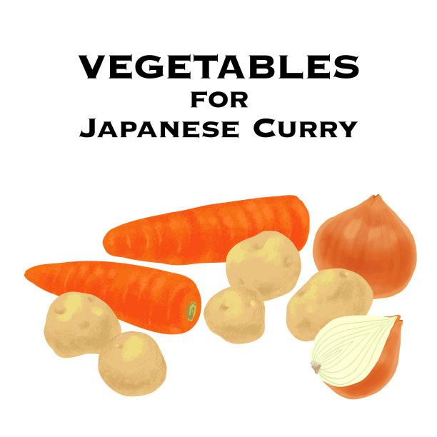 蔬菜为日本咖喱矢量插图。(洋葱、胡萝卜、土豆)图片下载