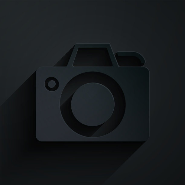 剪纸照片相机图标孤立在黑色图片下载