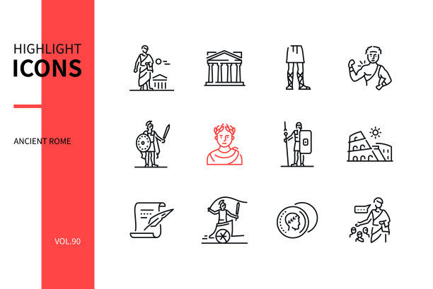 古罗马-现代线条设计风格图标集图片下载