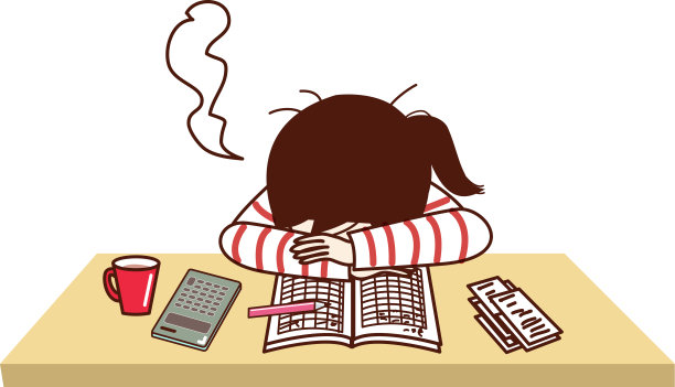 一个女孩拿着家庭账簿叹息着。图片下载