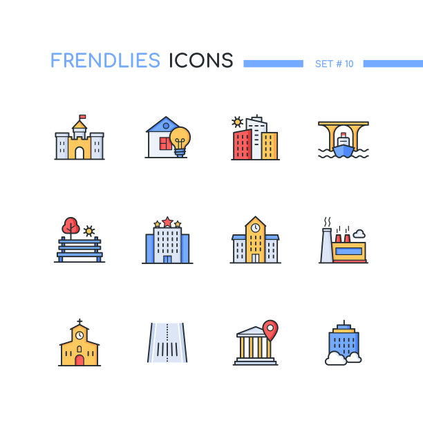 建筑-现代线条设计风格图标集图片下载