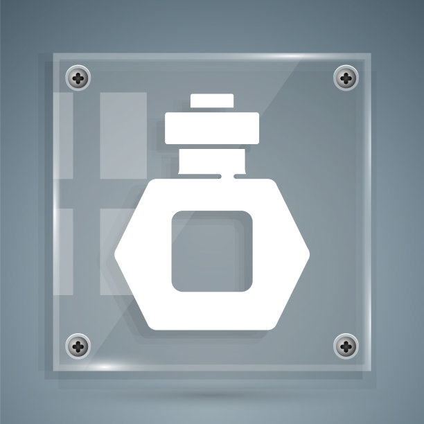 白色香水图标孤立在灰色背景图片下载