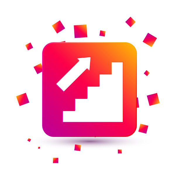 白色楼梯上的图标孤立在白色背景图片下载