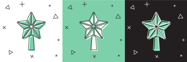 设置圣诞明星图标孤立在白色和图片下载