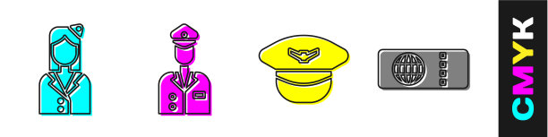 设置空姐飞行员帽和航空公司图片下载